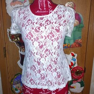 Lace T-shirt Aqua XS